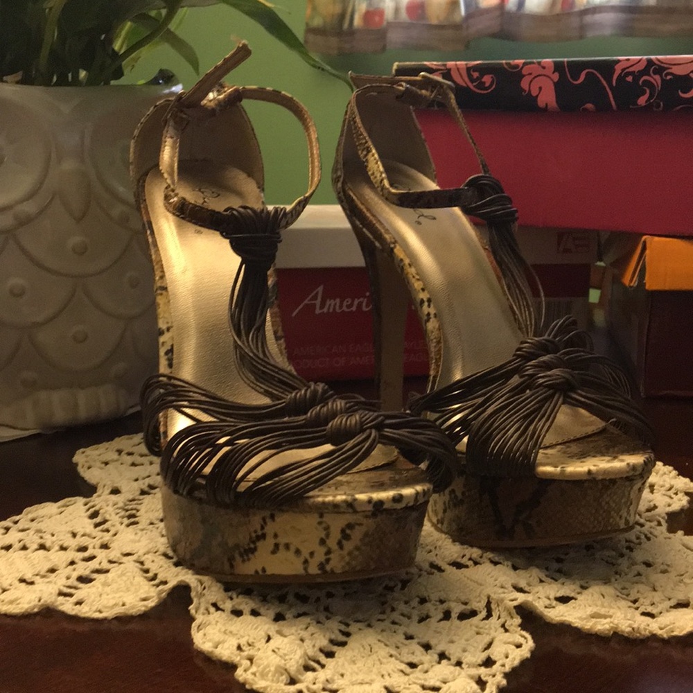 Qupid snakeskin heels